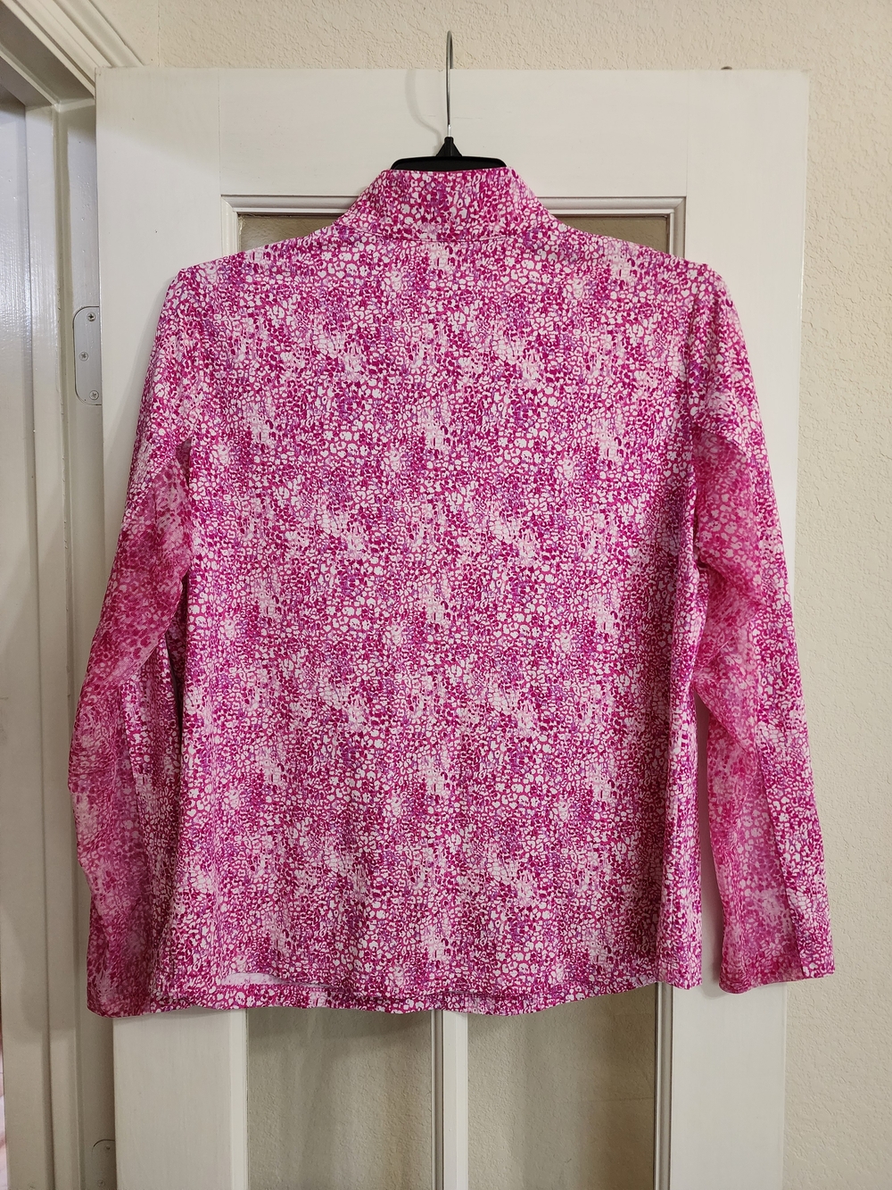 IBKUL XXL Pink Animal Print Mock Neck 1/4 Zip UPF 50 Golf Top - Picture 3 of 11